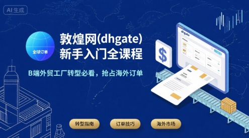 敦煌网(dhgate)新手入门全课程，B端外贸工厂转型必看，抢占海外订单-青年网赚