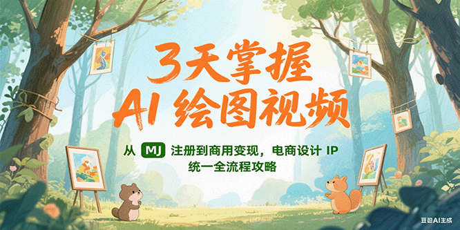 3天掌握AI绘图视频，从MJ 注册到商用变现，电商设计IP统一全流程攻略-青年网赚
