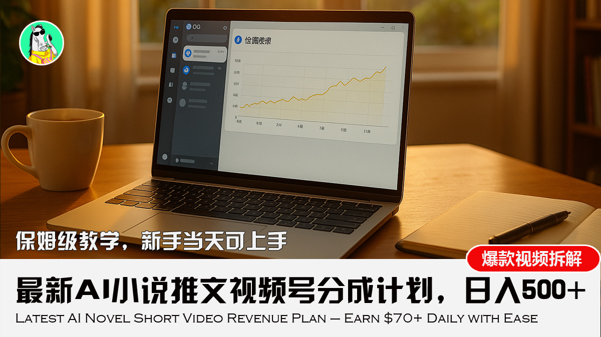 最新AI小说推文视频号分成计划，新手小白也能当天日入500+教程-青年网赚